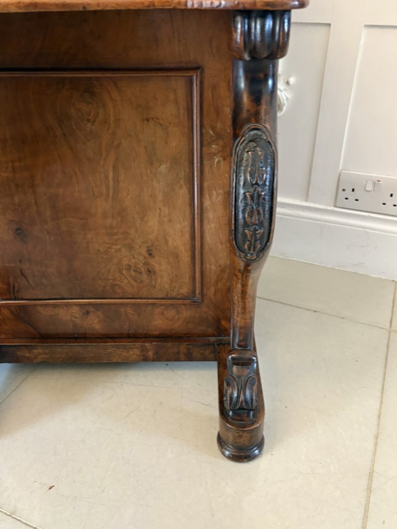 Antique Victorian Quality Burr Walnut Freestanding Davenport - Image 10